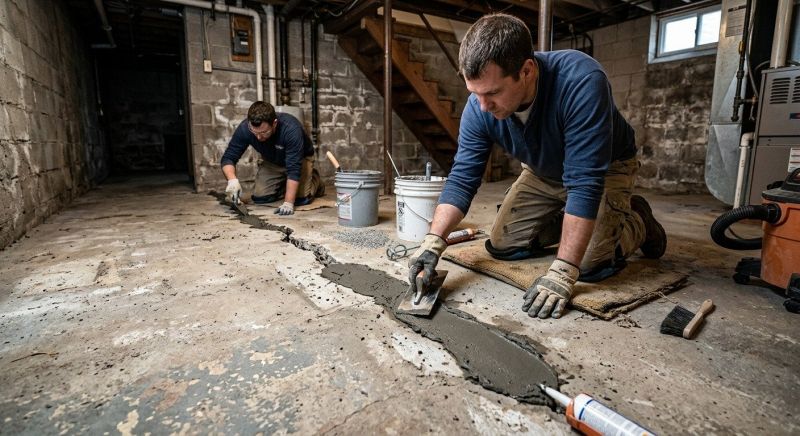 Cracked Basement Floor Repair in Sneads Ferry, NC